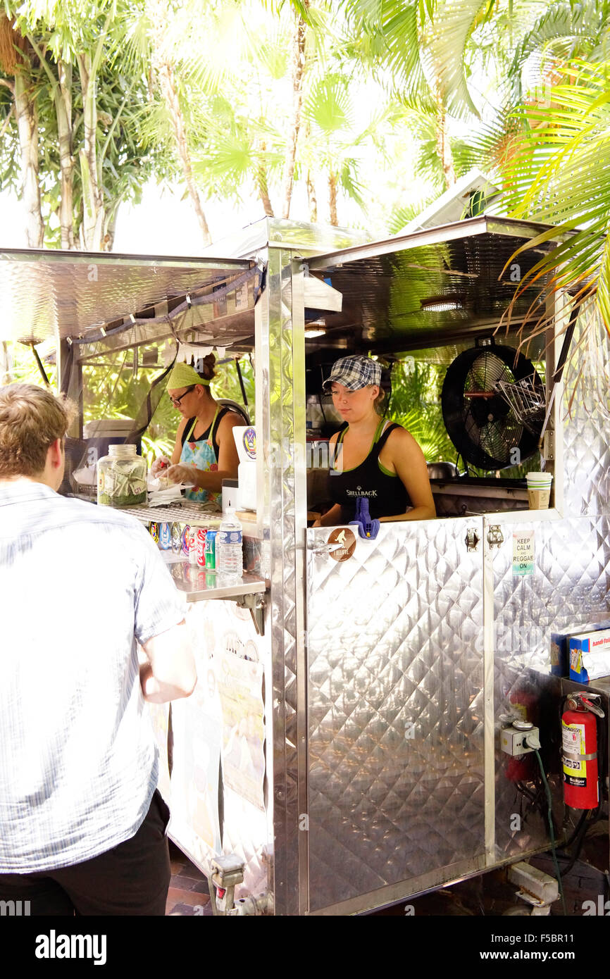 Garbo’s Grill Food Cart, Key West Florida USA Amazing food tucked between Grunt's Bar and a parking lot. Stock Photo