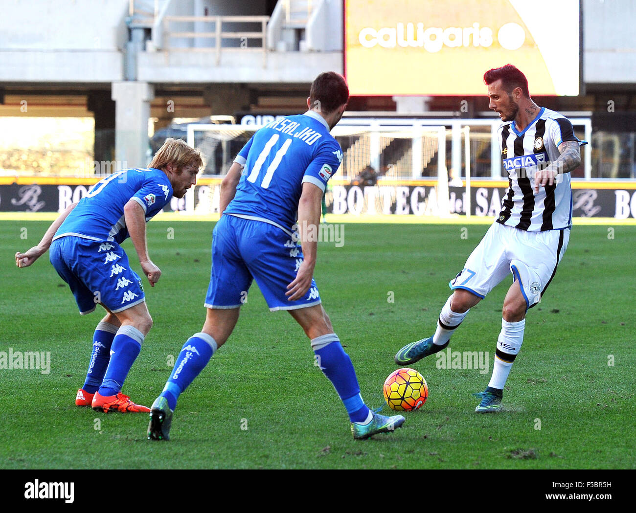 Udine, Italy Udinese's forward Cyril Thereau (R) controls the ball during the Italian Serie A TIM football match between Udinese Calcio and Sassuolo at Friuli Stadium on 01st November 2015. photo Simone Ferraro / Alamy Live News Stock Photo