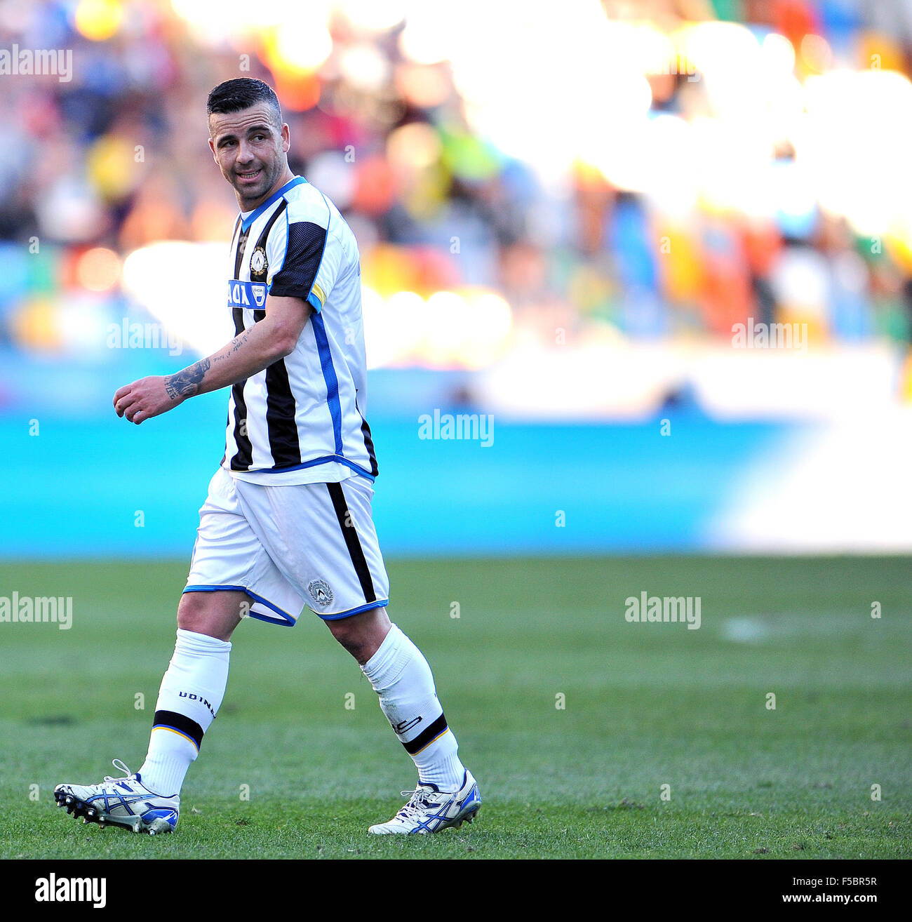 Udinese's Antonio di Natale reacts after scoring his third goal during a  Serie A soccer match between Udinese and Lecce in Udine, Italy, Sunday,  Nov. 14 , 2010. (AP Photo/Franco Debernardi Stock, image size:1300x1314