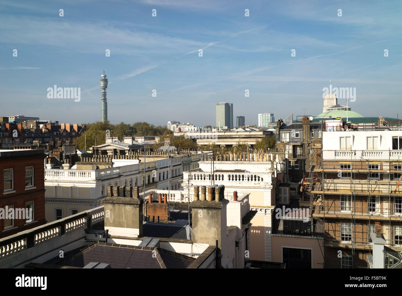 London north skyline showing BT Tower, Euston Tower, UCL Hospital