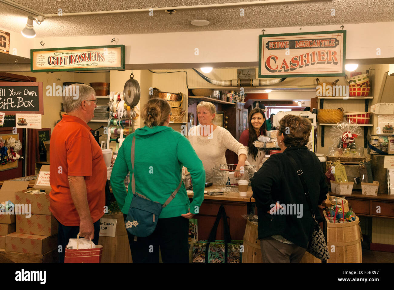 People shopping at the counter, Stowe Mercantile Store, Stowe Vermont