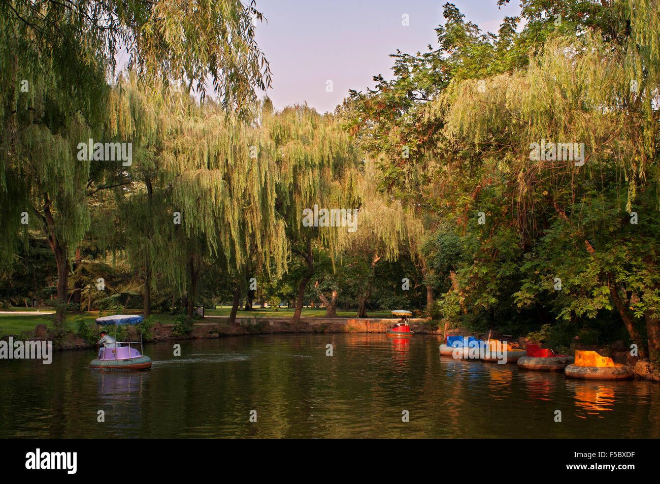 Floating tires for tourists in the Shanghai Zoo. Shanghai Zoo is the main zoological garden in Changning District in the Chinese Stock Photo