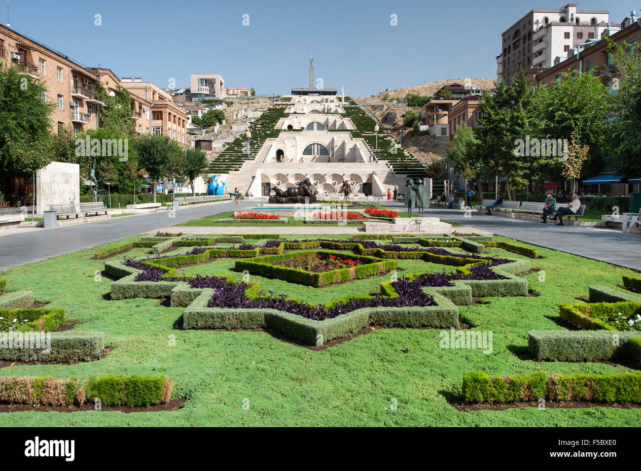 The Cascade monument and gardens in Yerevan, the capital of Armenia. Stock Photo