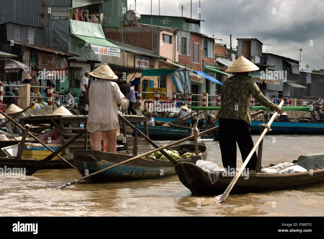 Phong Dien floating market. Mekong Delta, Vietnam. The floating market of Phong Dien on the Hua River in the Mekong Delta of Vie Stock Photo