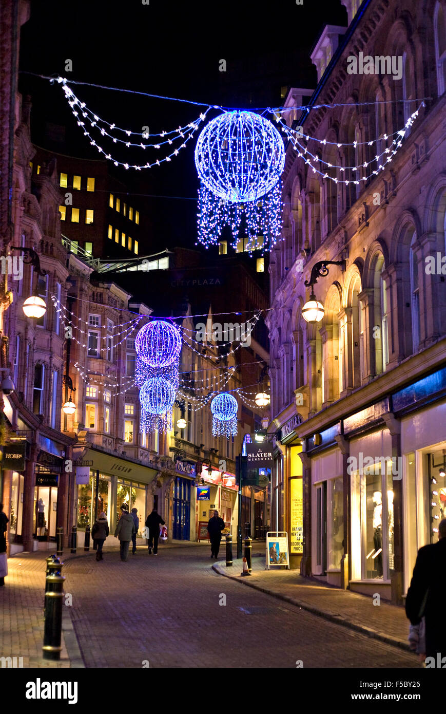 Christmas lights in downtown Birmingham, UK Stock Photo Alamy
