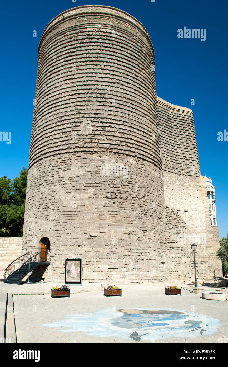 Maiden Tower in the old town of Baku, the capital of Azerbaijan. Stock Photo