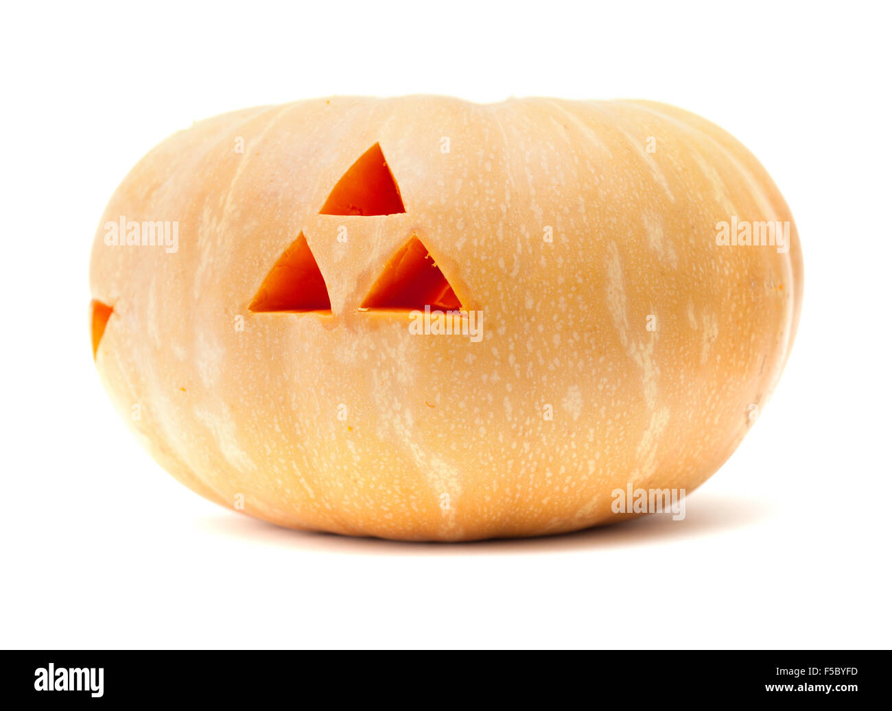Halloween pumpkin guanche-style, with typical simple ornaments of triangles and spirals Stock Photo