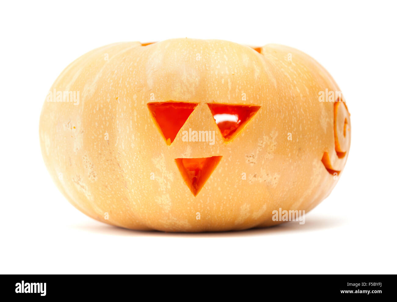 Halloween pumpkin guanche-style, with traditional simple ornaments of triangles and spirals Stock Photo