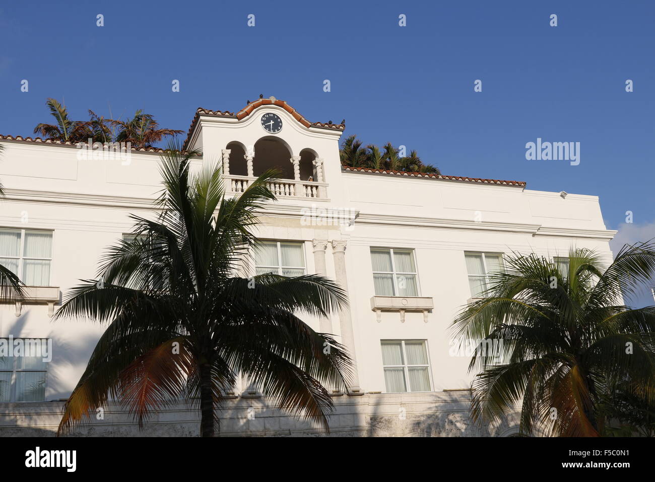 Historic Art Deco building on Ocean Drive, Miami Beach, FL Stock Photo