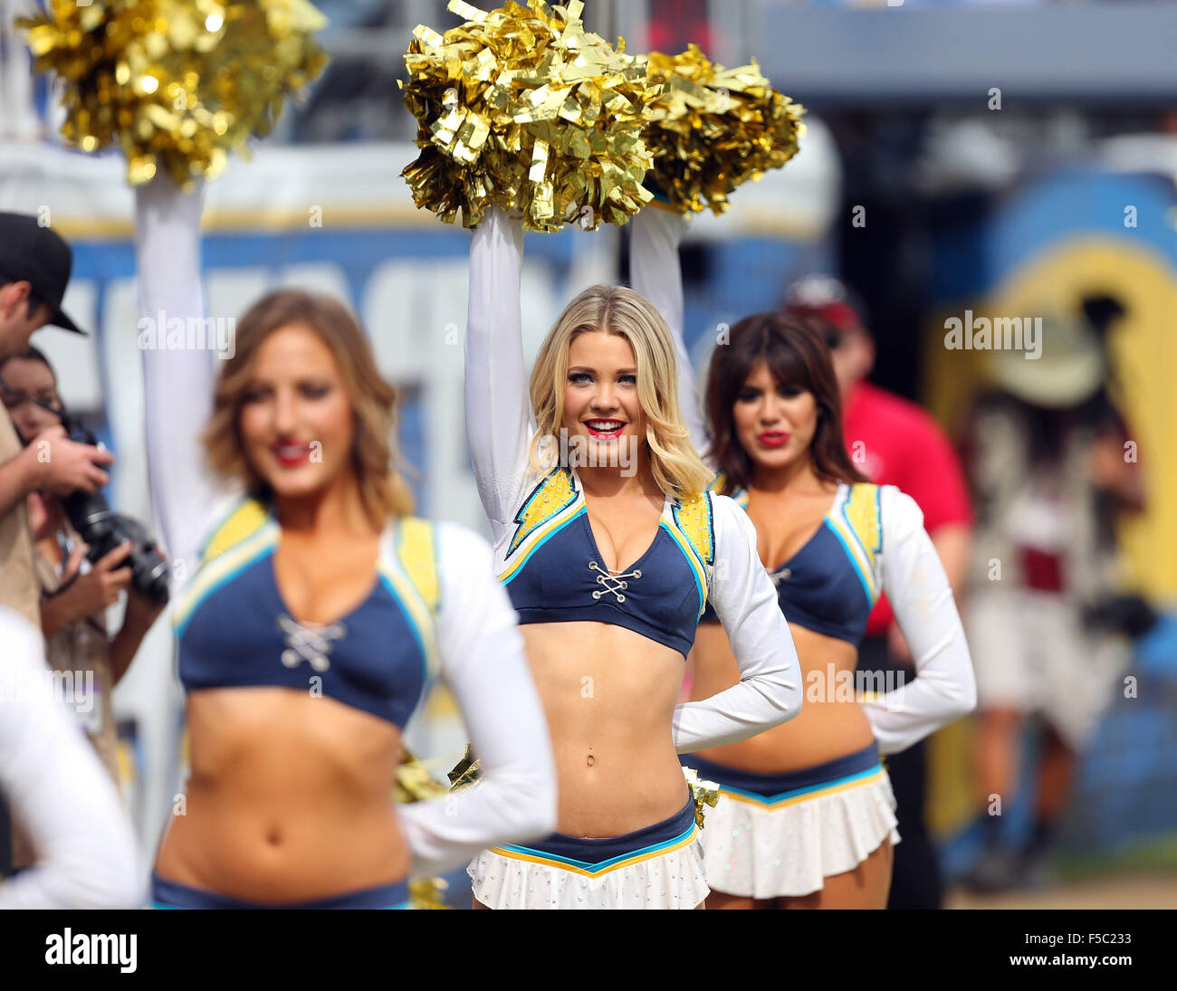 October 25, 2015 San Diego Chargers cheerleaders in action during the