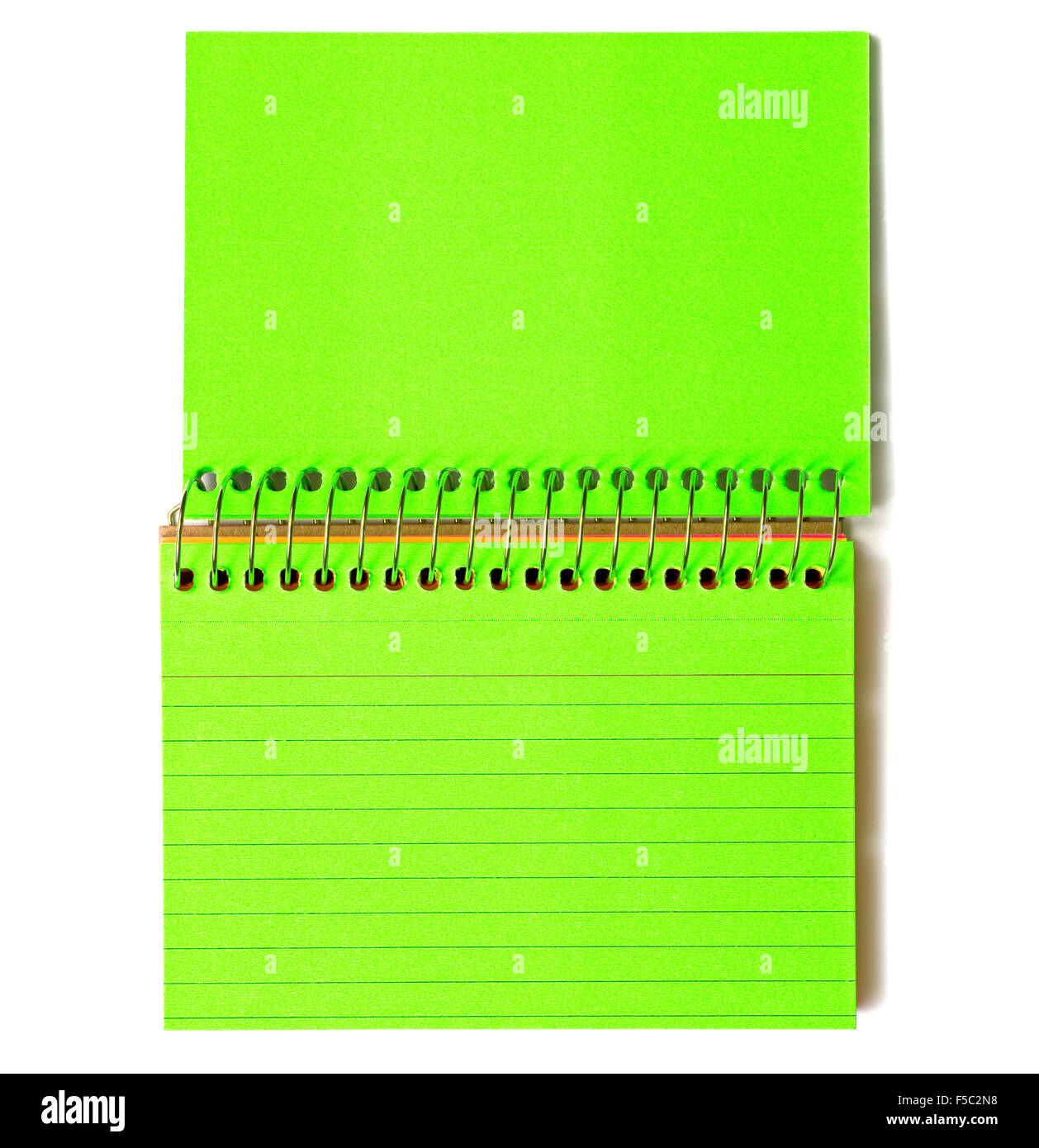 Neon Green Spiral-Bound Notecards Stock Photo