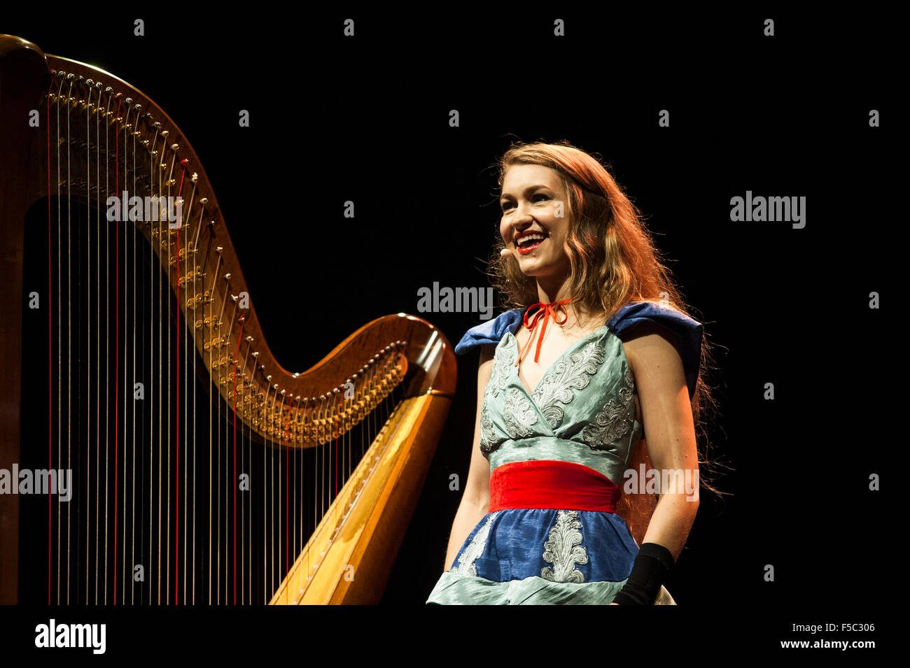 Brighton, UK. 1st November 2015. Joanna Newsom, American singer-songwriter and harpist, performs live at the Brighton Dome in Brighton, England, on her second UK tour date. The tour follows the release of her fourth album - and first in five years - 'Divers', released on 23 October via Drag City. Credit:  Francesca Moore/Alamy Live News Stock Photo
