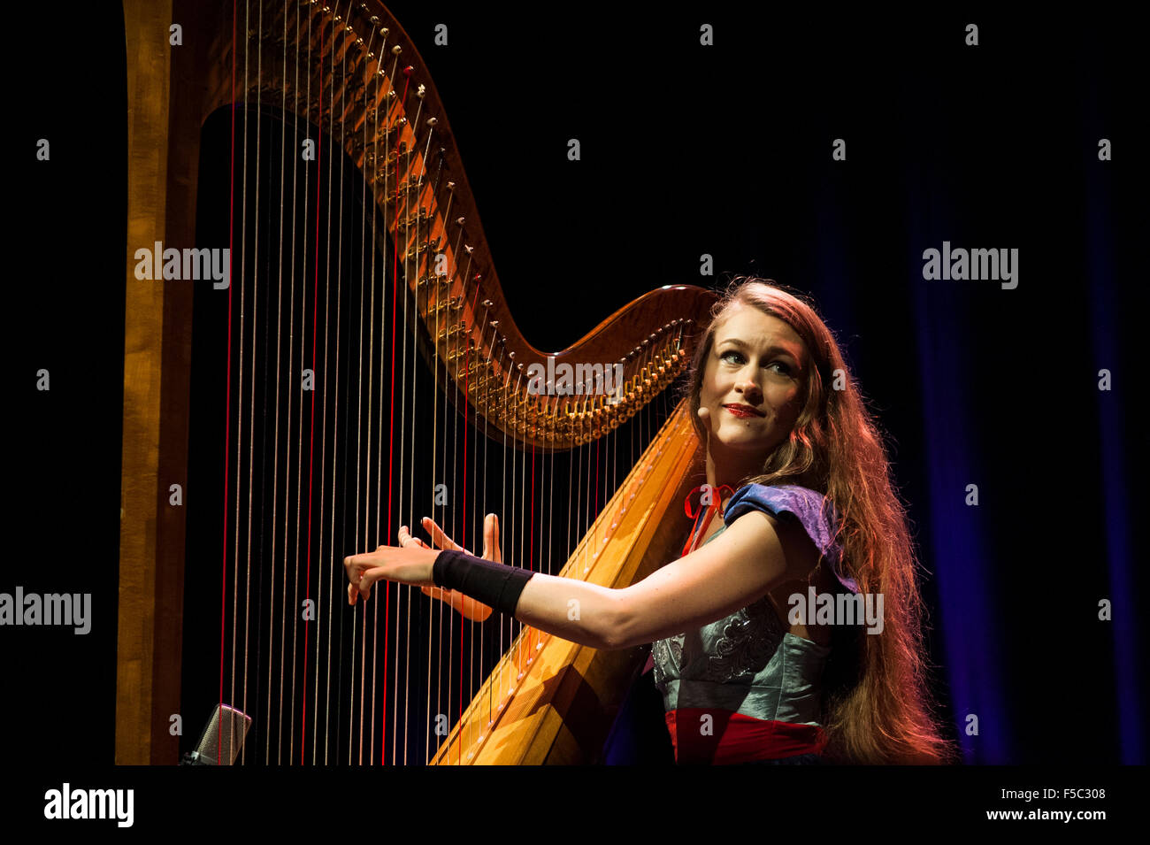 Brighton, UK. 1st November 2015. Joanna Newsom, American singer-songwriter and harpist, performs live at the Brighton Dome in Brighton, England, on her second UK tour date. The tour follows the release of her fourth album - and first in five years - 'Divers', released on 23 October via Drag City. Credit:  Francesca Moore/Alamy Live News Stock Photo