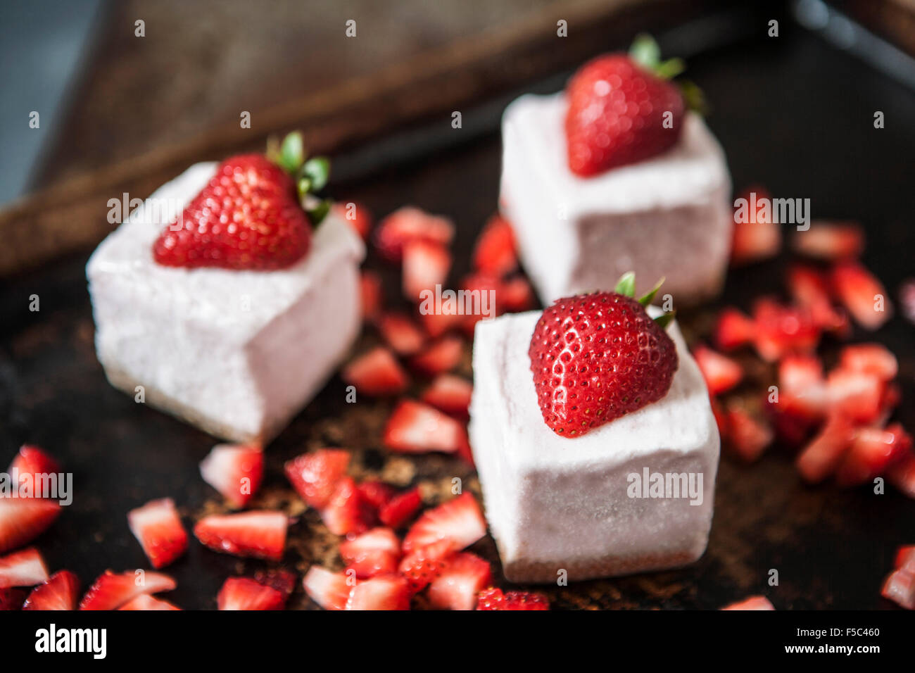 Strawberry Frozen Yogurt Bites with Graham Cracker Crust Stock Photo