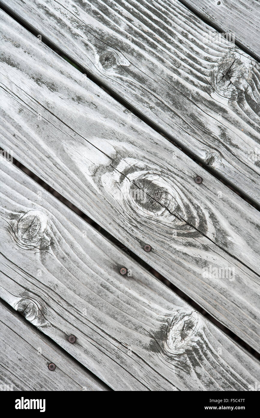 Weathered Wood Deck, High Angle View Stock Photo