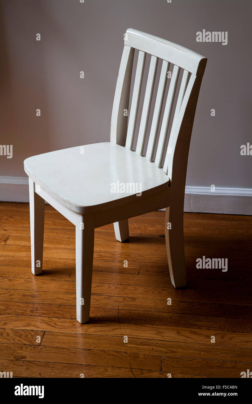 Child's Wood Chair on Wood Floor Stock Photo Alamy