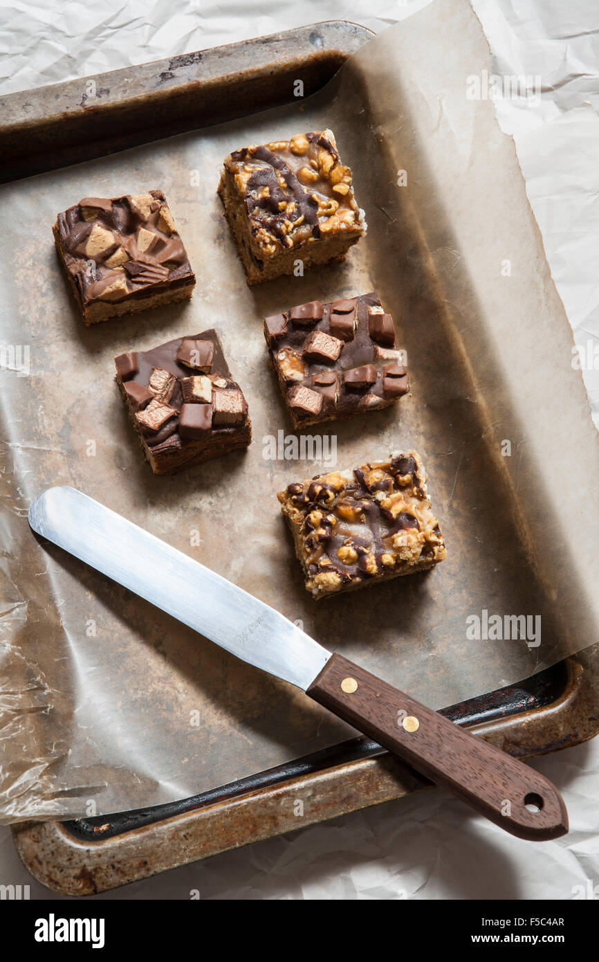 Short Bread Squares with Chocolate Candy Topping and Chocolate Chip