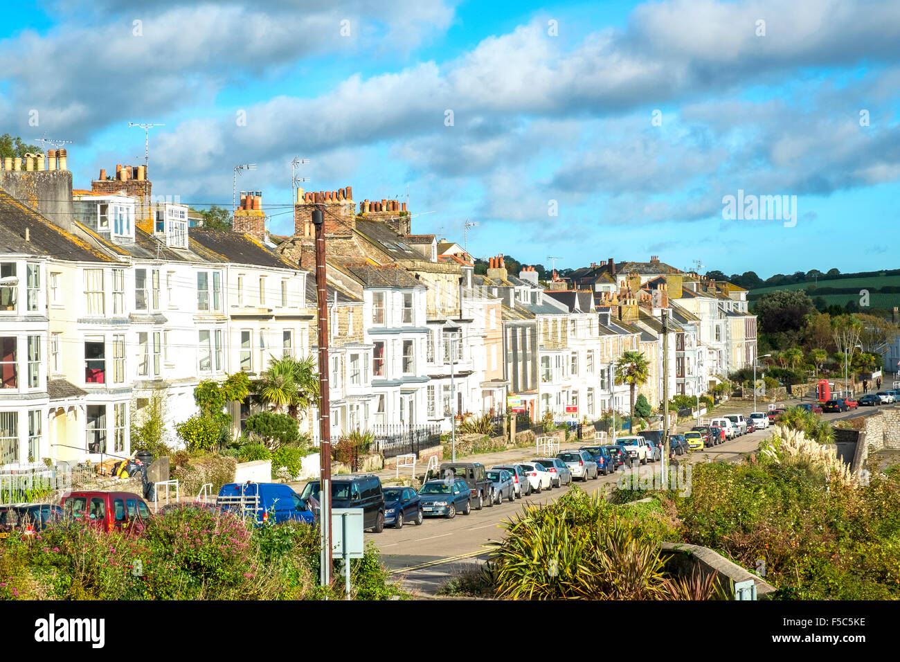 Terraced house on North Parade in Falmouth, Cornwall, England, UK Stock
