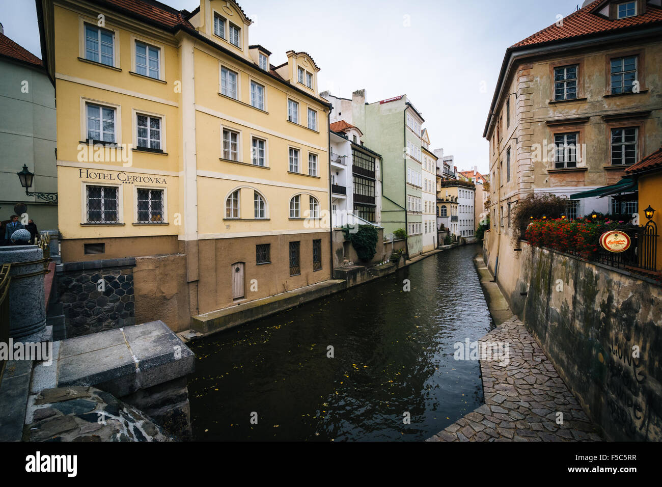 Buildings along Certovka, in Prague, Czech Republic. Stock Photo