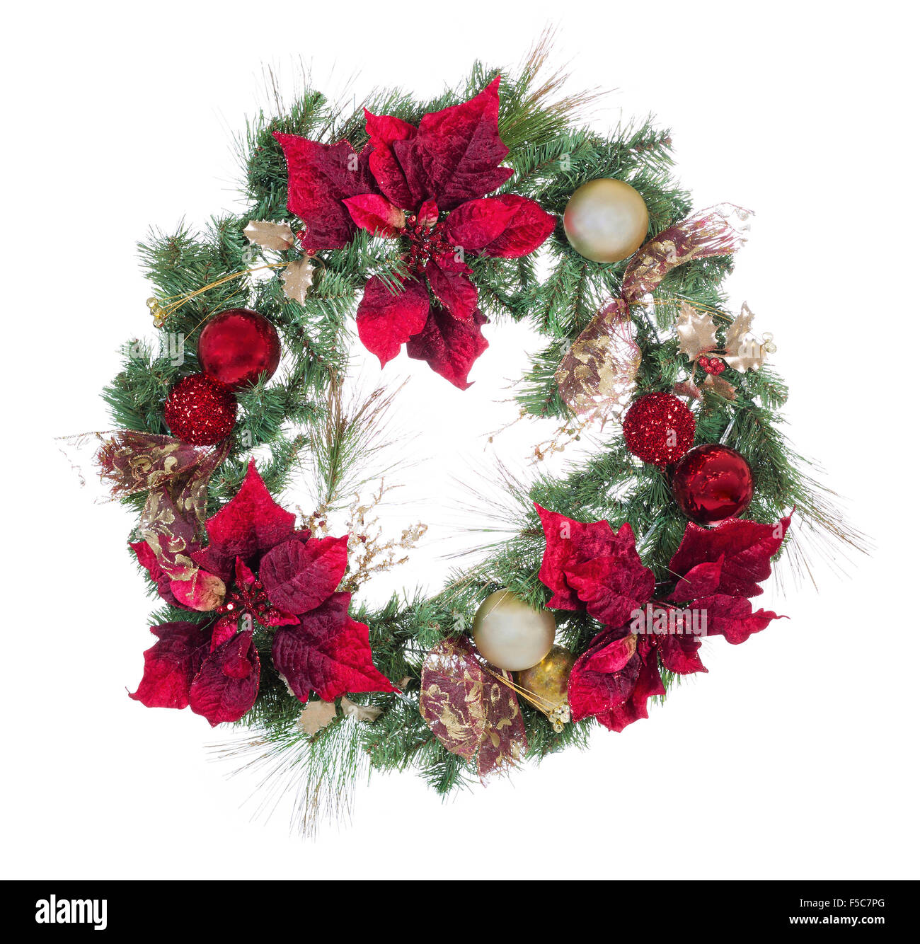 Traditional Christmas wreath isolated on white background Stock Photo ...