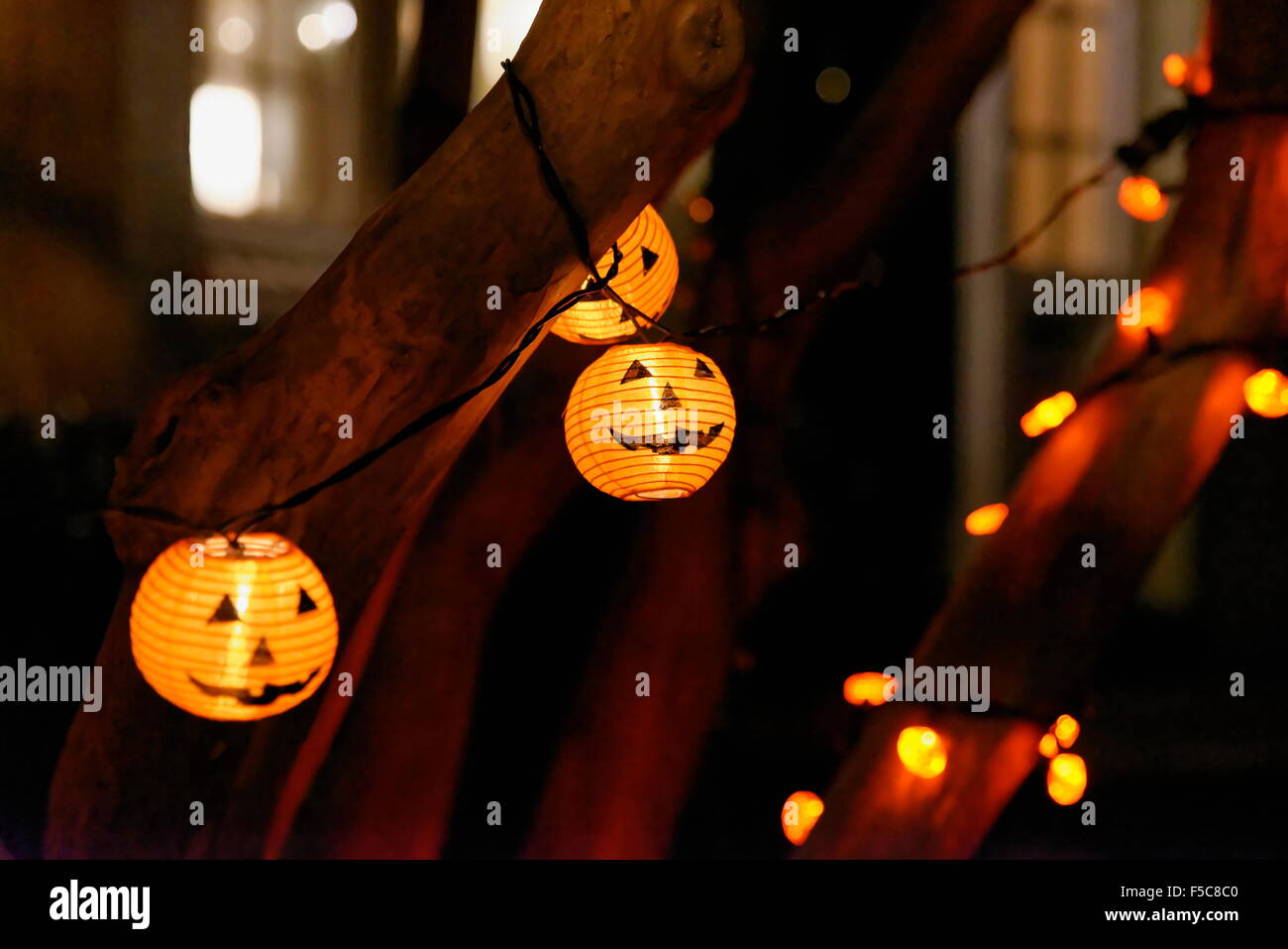 Halloween Jack-O-Lantern Lights Stock Photo