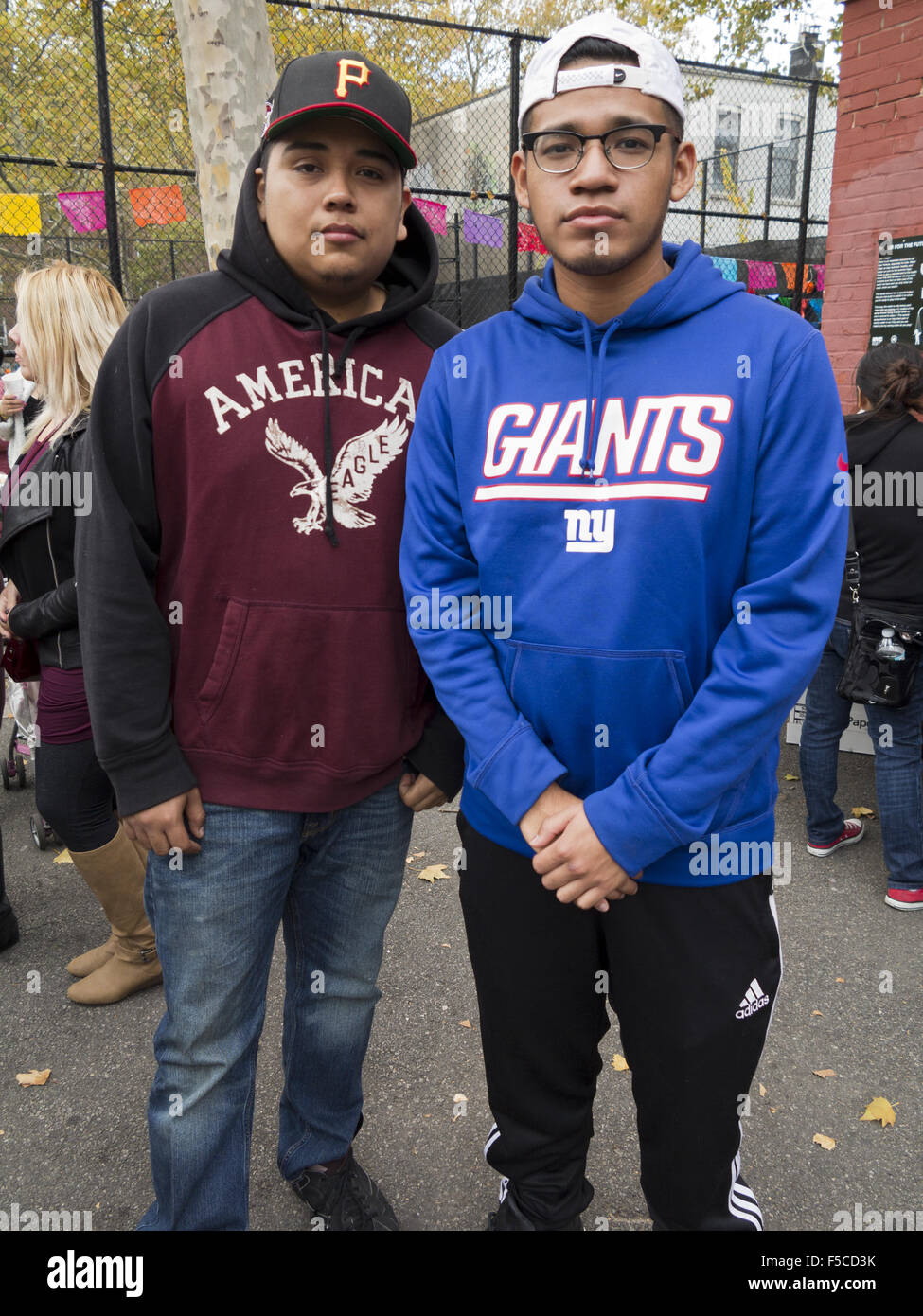 Young men at Day of the Dead Festival in the Kensington section of Brooklyn, NY, Nov.1, 2015. Stock Photo