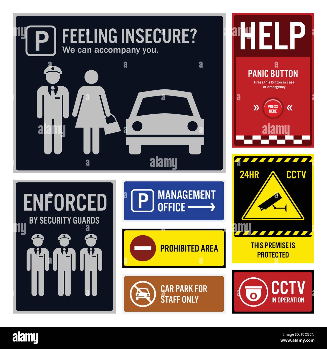 Car Park Safety and Security Signs Signboards Stock Vector Image & Art Alamy