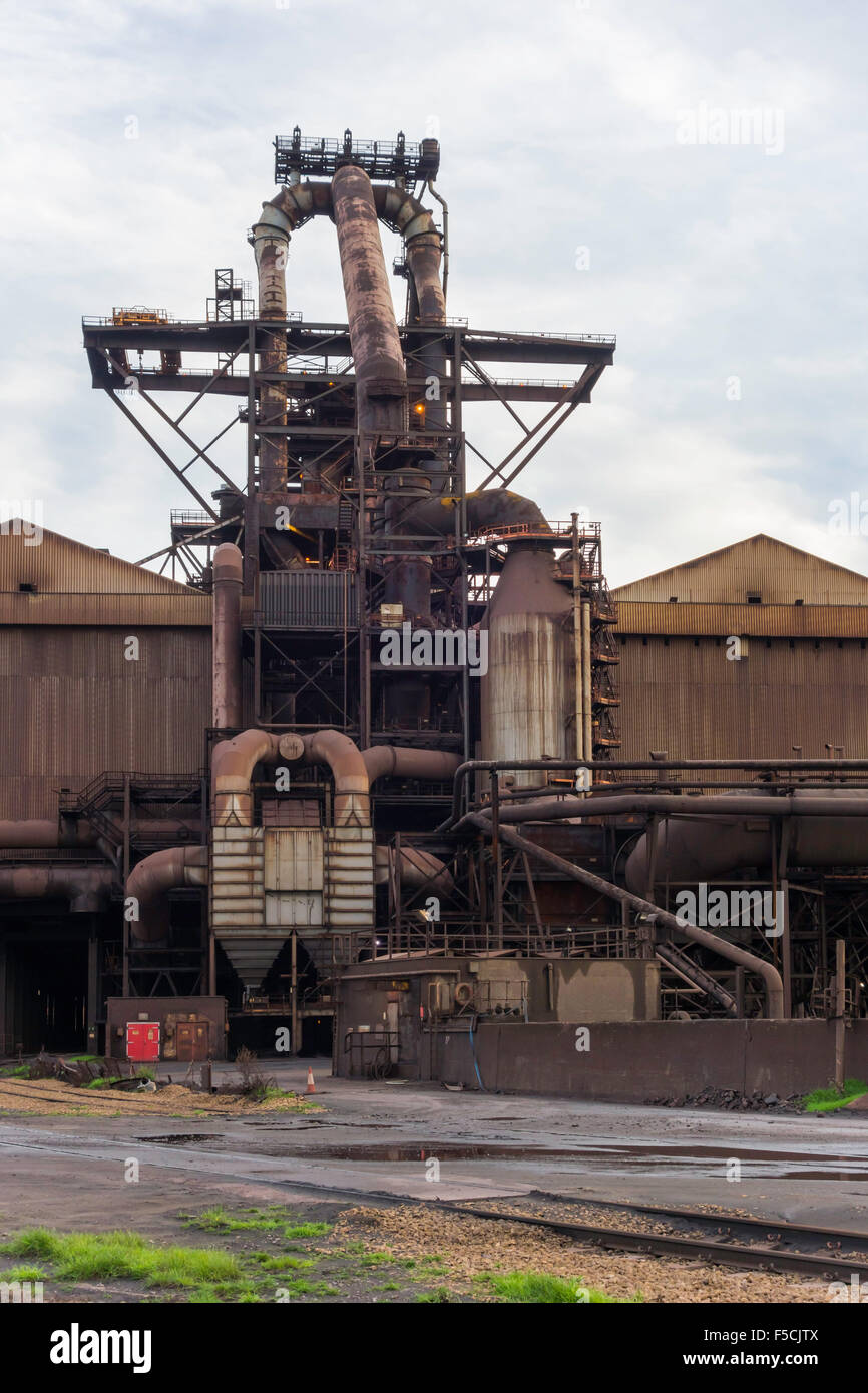 Blast furnace at Redcar Steelworks in Cleveland England shut down and abandoned October 2015 Stock Photo