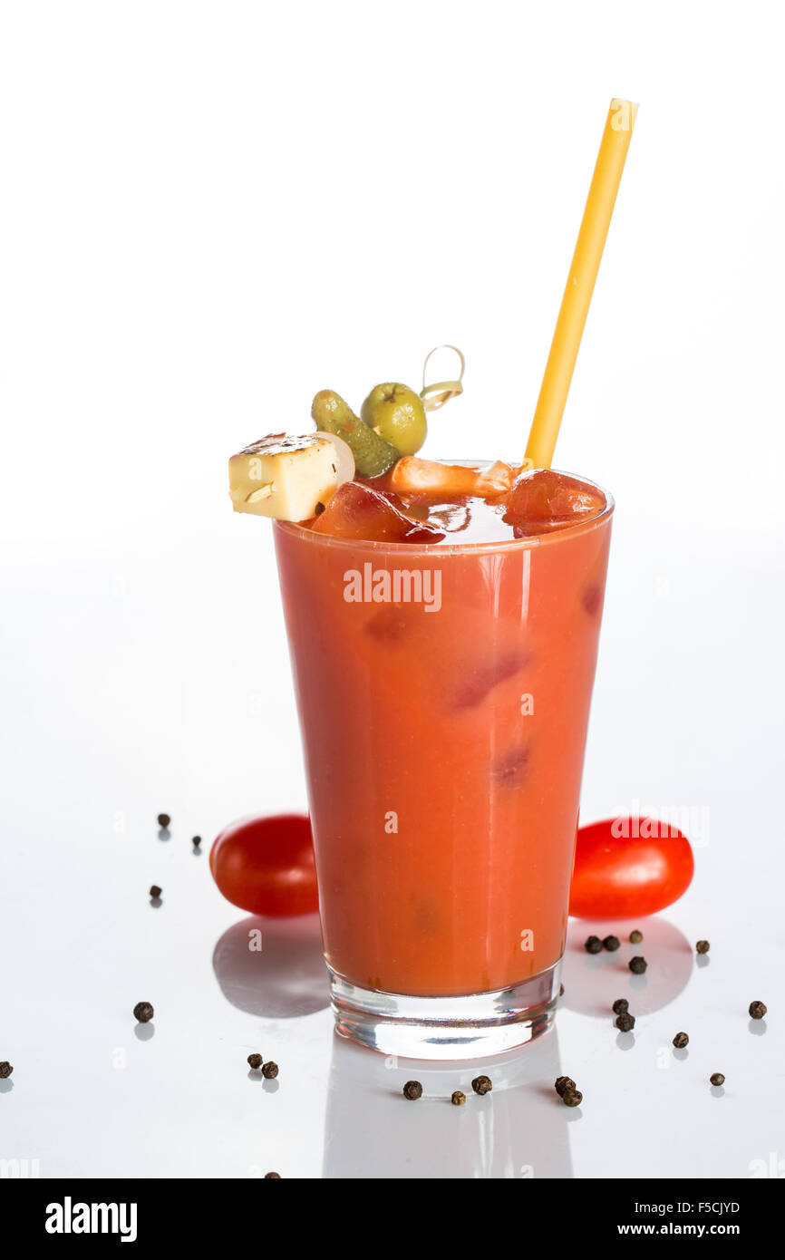 bloody mary cocktail on a white background Stock Photo Alamy