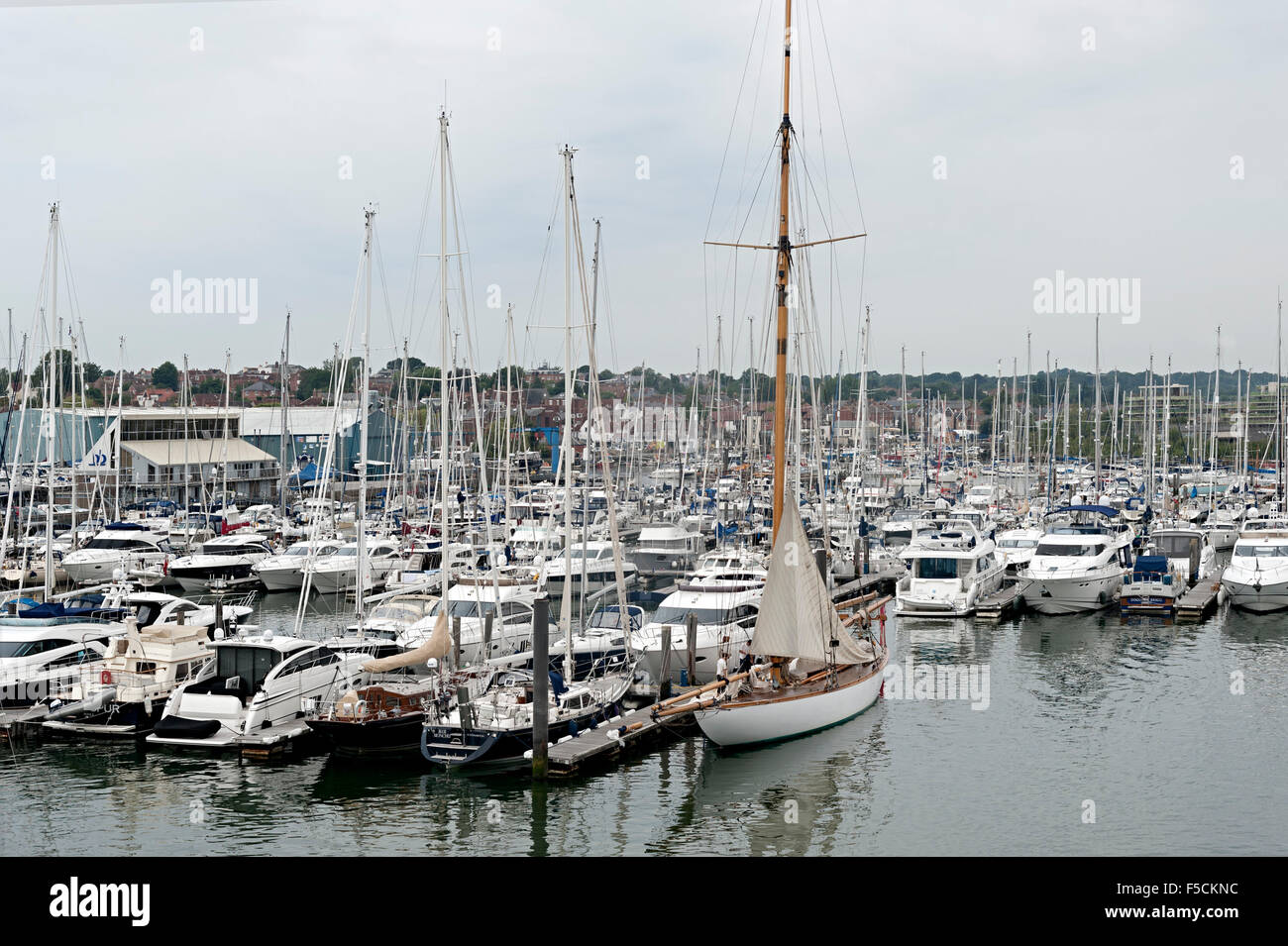 lymington harbour and yachts hampshire Stock Photo