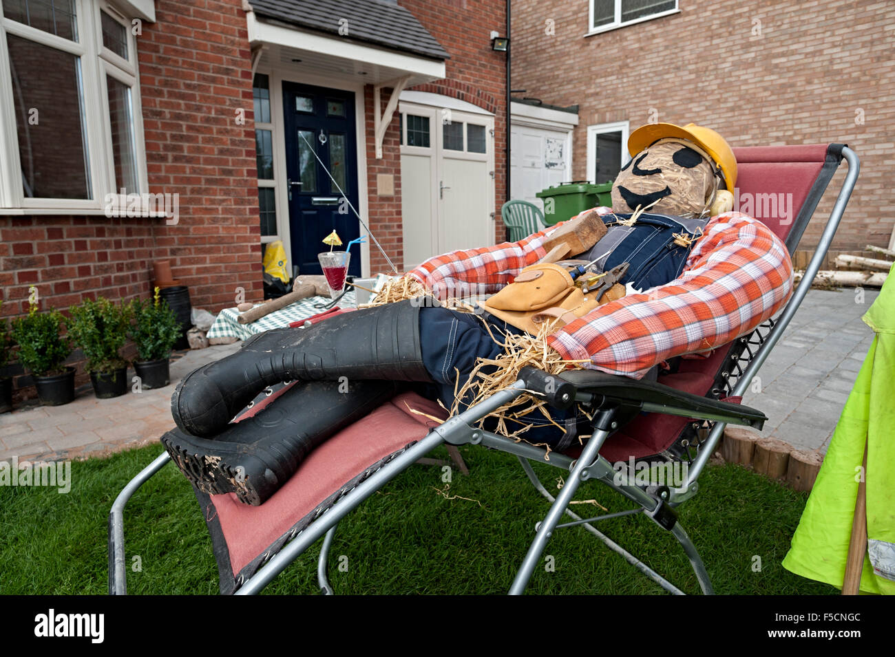 Pattingham scarecrow festival Staffordshire 2015 bob the builder Stock