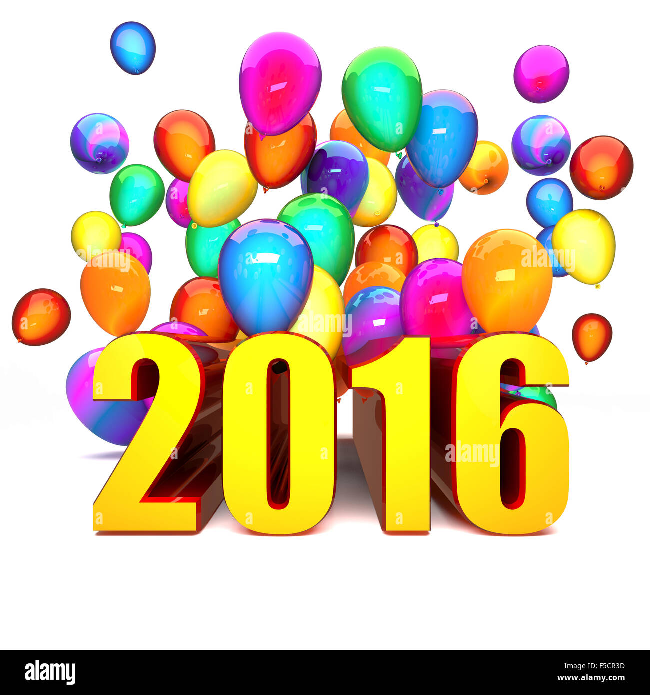 3d image of 2016 and balloon Stock Photo