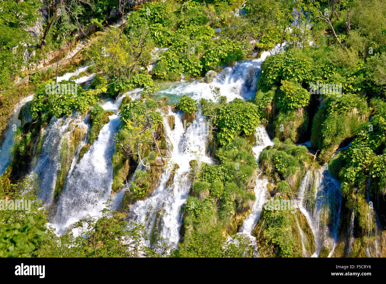 Tufa waterfalls of Plitvice lakes national park in Croatia Stock Photo