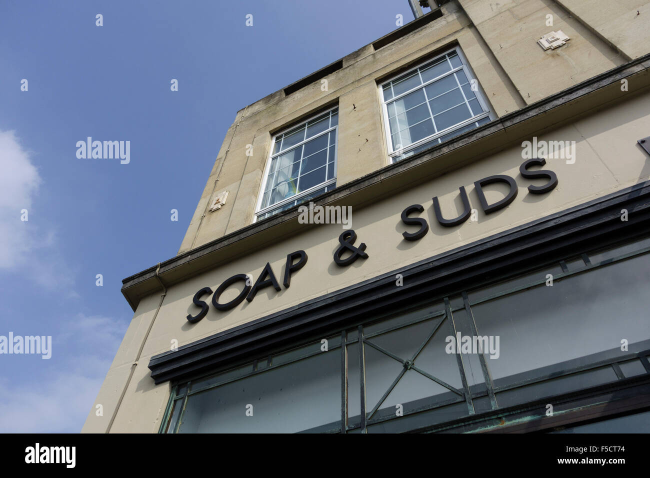 Soap & Suds laundrette, Stroud, Gloucestershire, UK Stock Photo