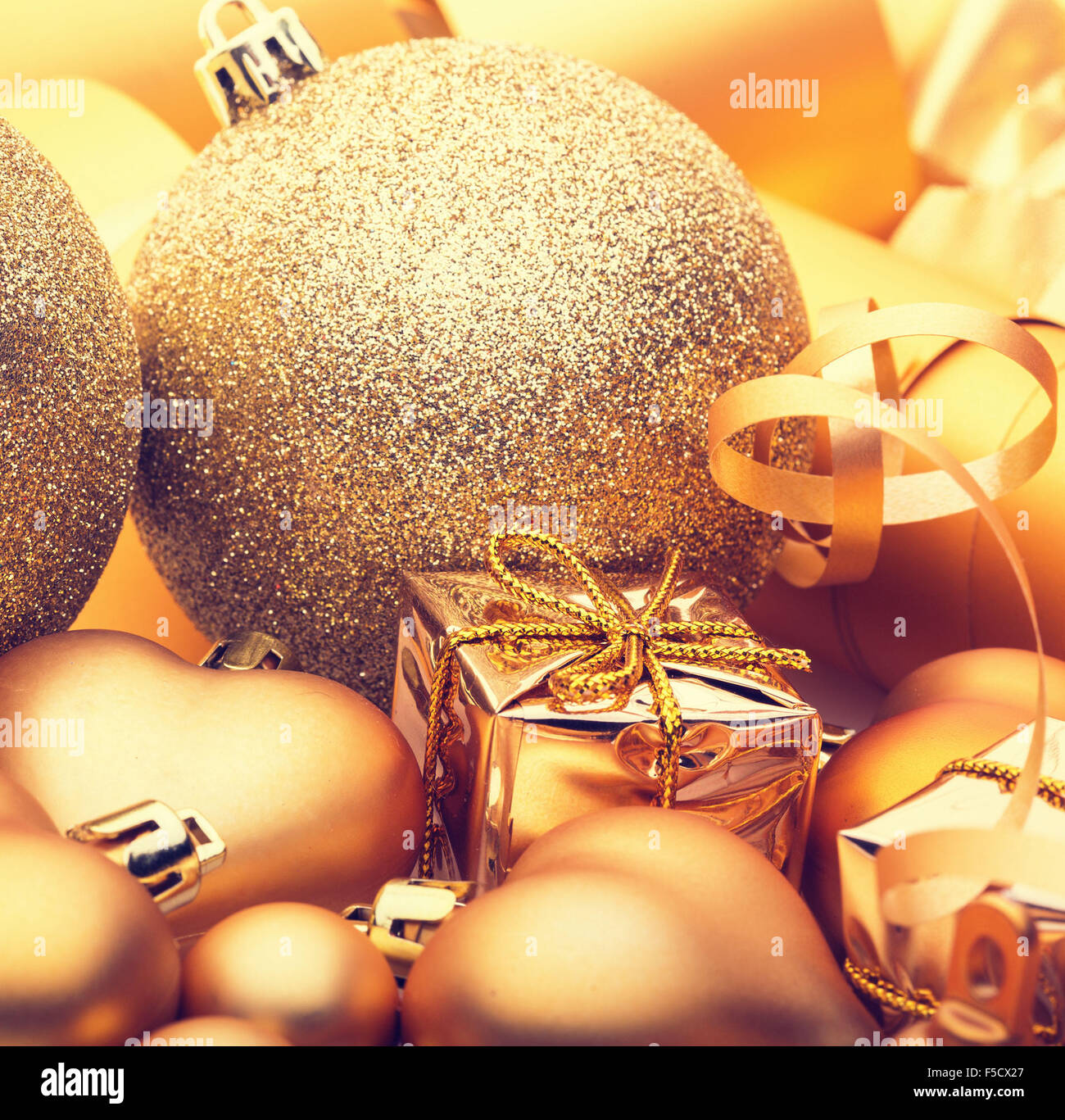 New Year Christmas decor gold Stock Photo