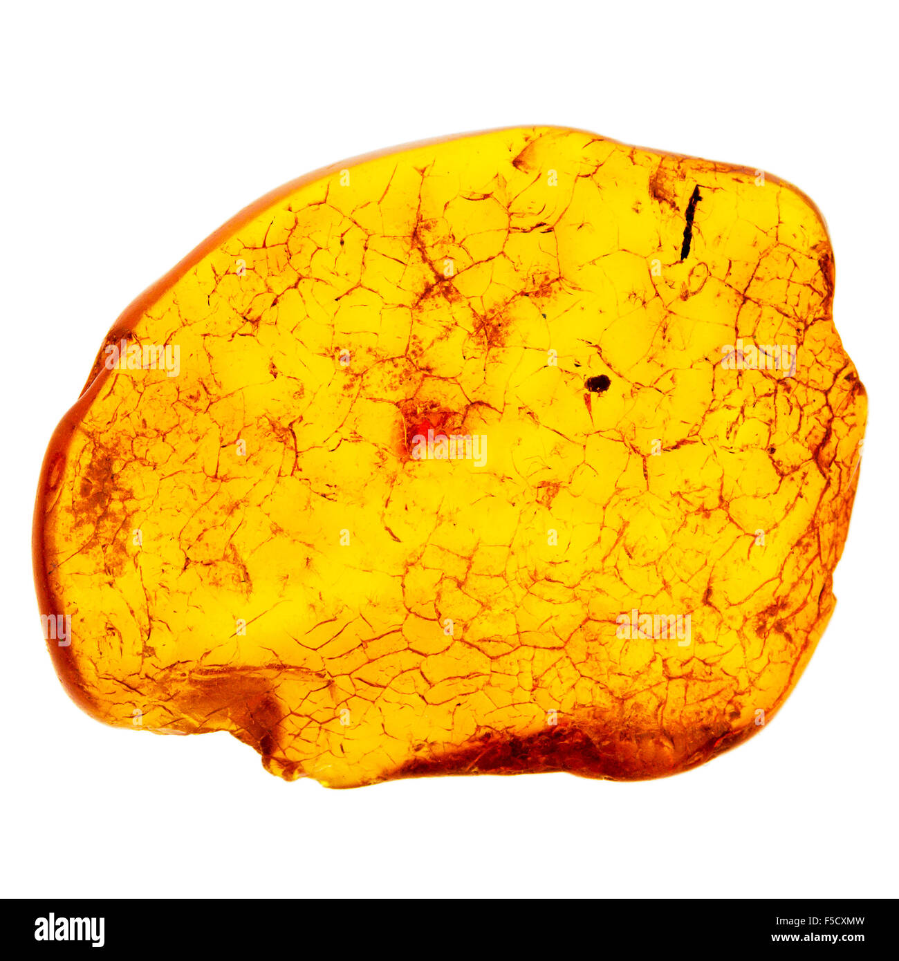 Piece of amber cutout on white background Stock Photo