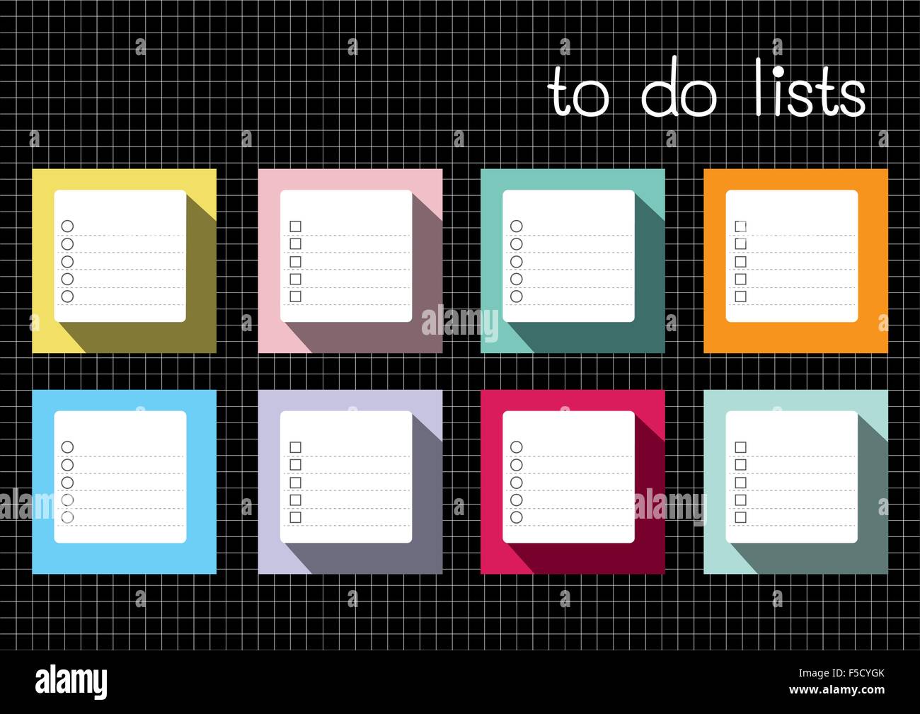 to do lists blank on black graph paper sheet Stock Vector