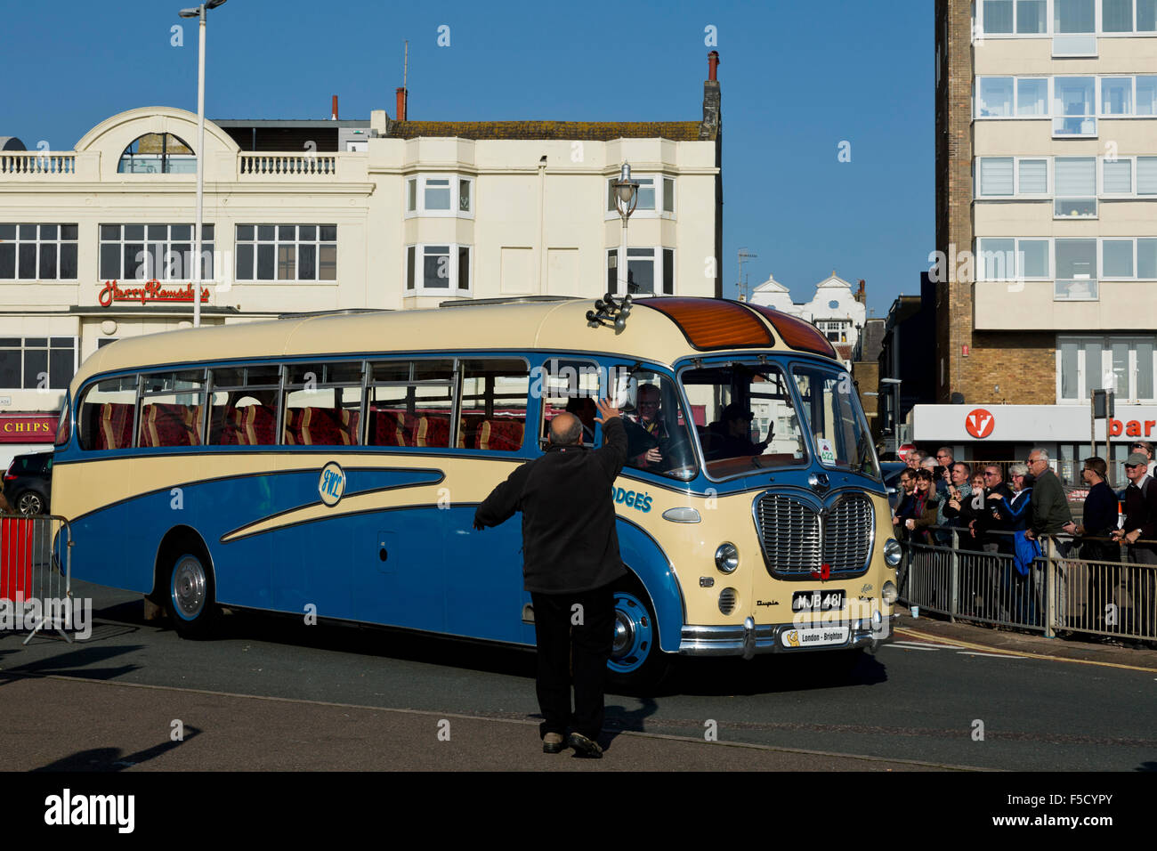 Chris Evans driving a coach to Brighton from London on November 1st ...