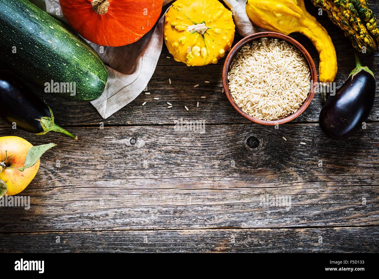 Autumn vegetables frame on rustic wooden background Stock Photo - Alamy