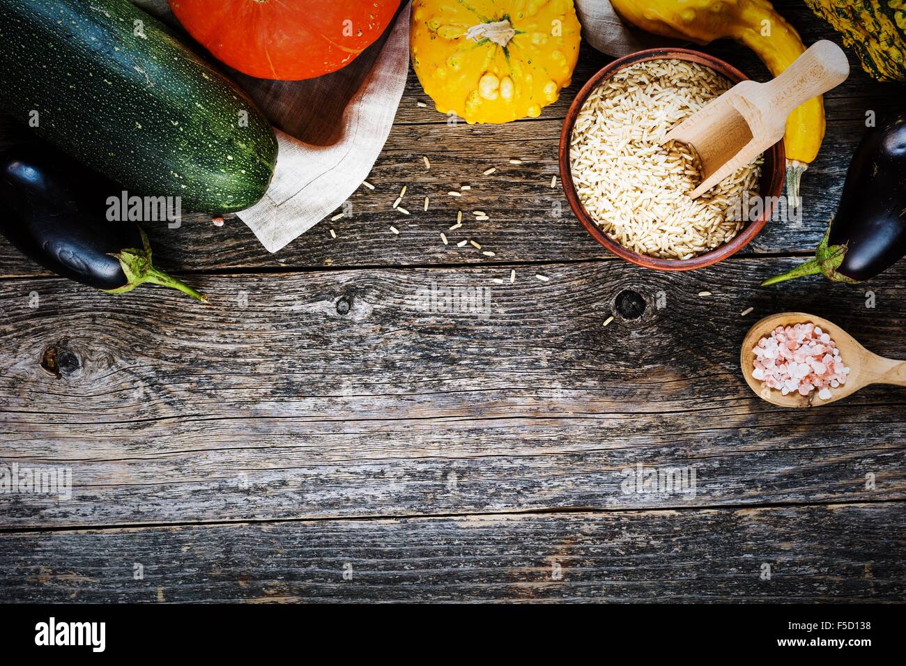 Autumn vegetables frame on rustic wooden background Stock Photo - Alamy