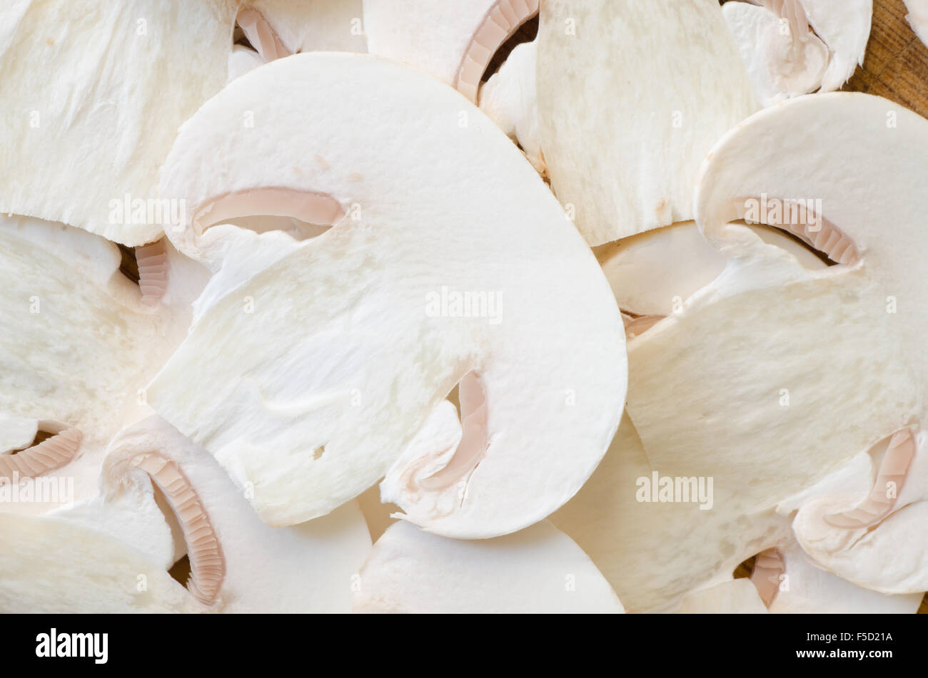 closeup to sliced raw champignon mushroom Stock Photo Alamy
