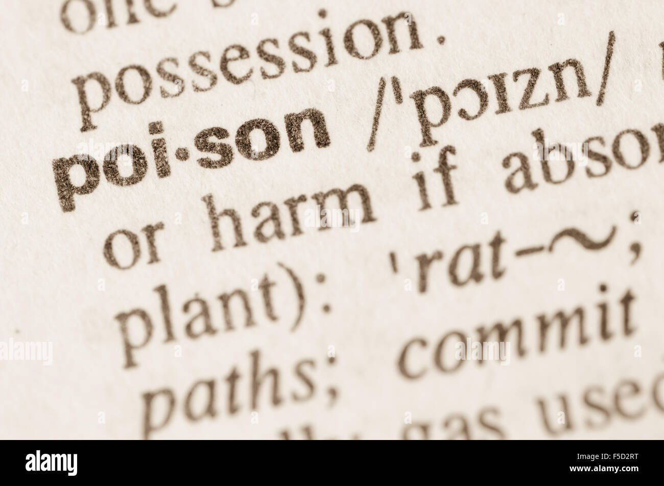 Definition of word poison  in dictionary Stock Photo