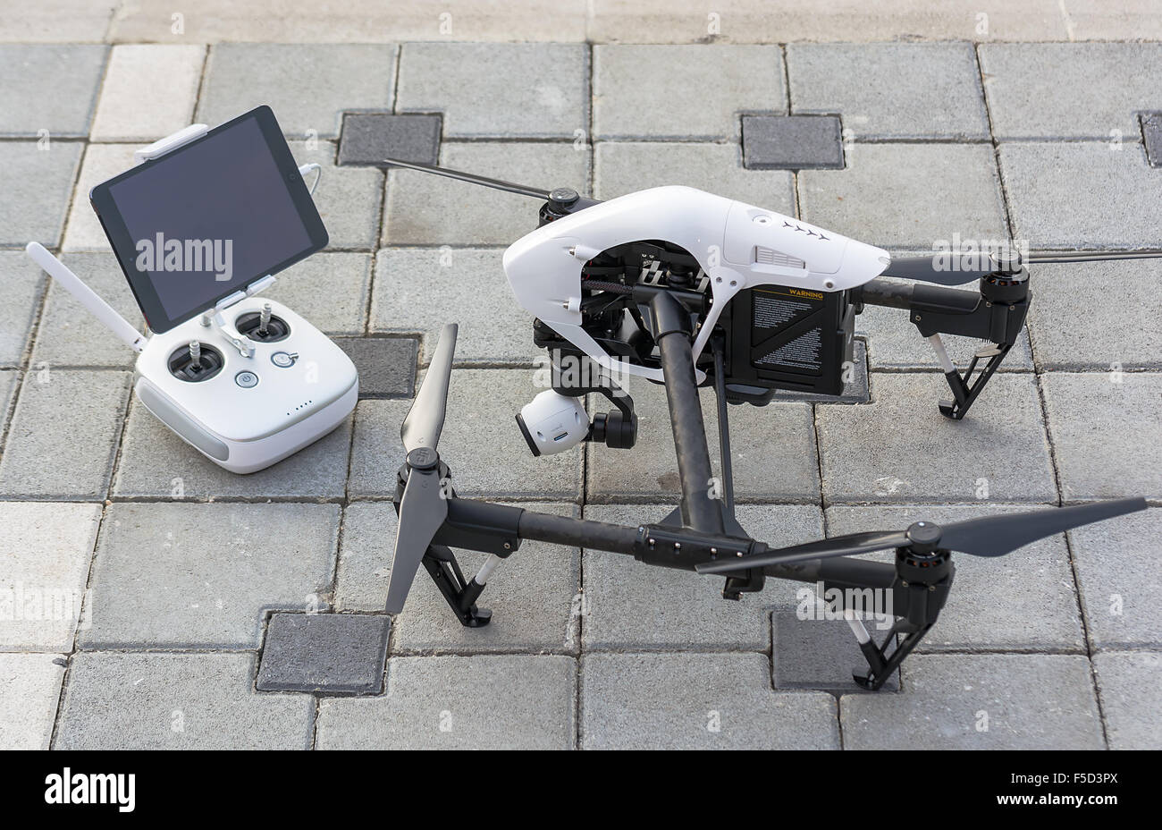 Zrenjanin, SERBIA: October 2015, Image of the Dji Inspire 1 drone UAV quadcopter which shoots 4k video and 12mp still images Stock Photo