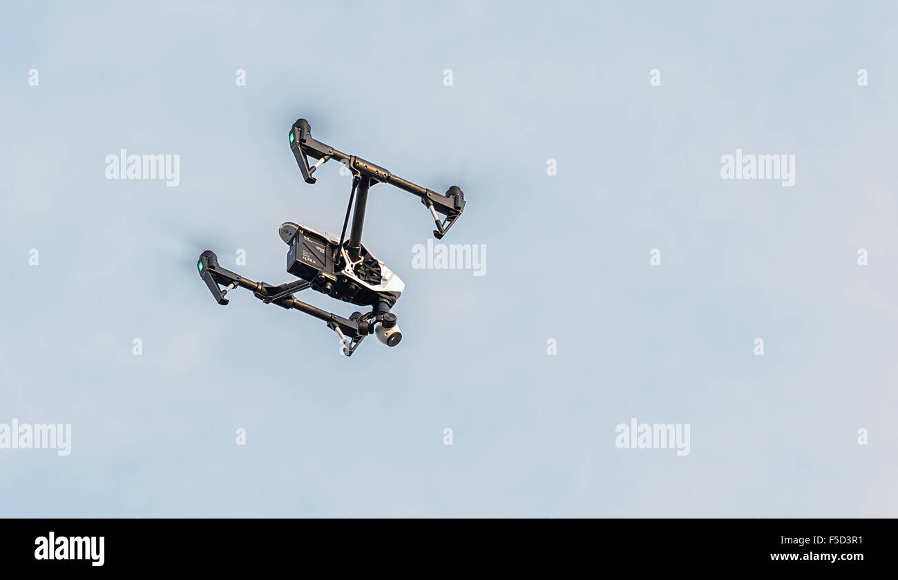 Zrenjanin, SERBIA: October 2015, Image of the Dji Inspire 1 drone UAV quadcopter which shoots 4k video and 12mp still images Stock Photo