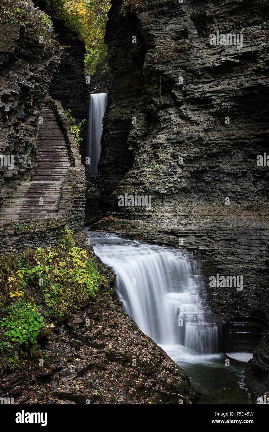 Waterfall, Watkins Glen State Park, Watkins Glen, New York, USA Stock