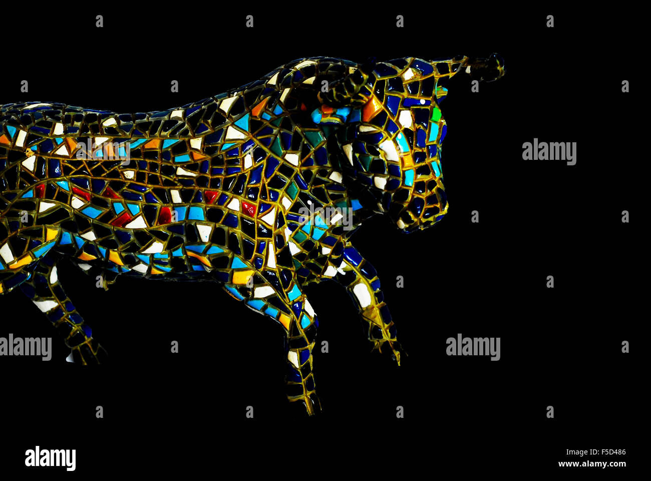 mozaic,bull,china,blue,red,fighting,spanish Stock Photo