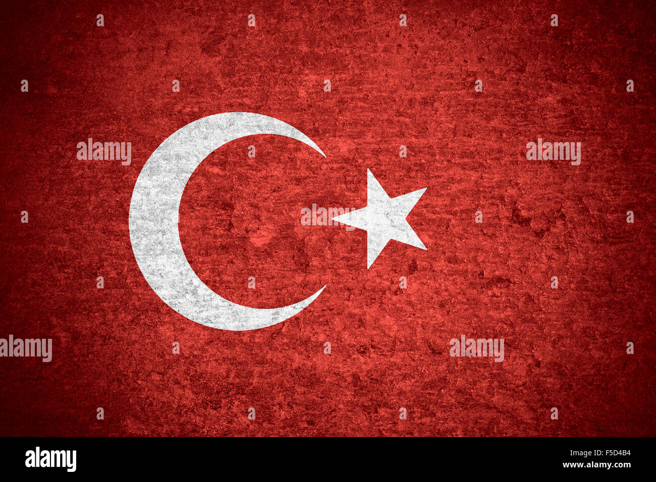 flag ofTurkeyor Turkish banner on old metal texture background Stock Photo