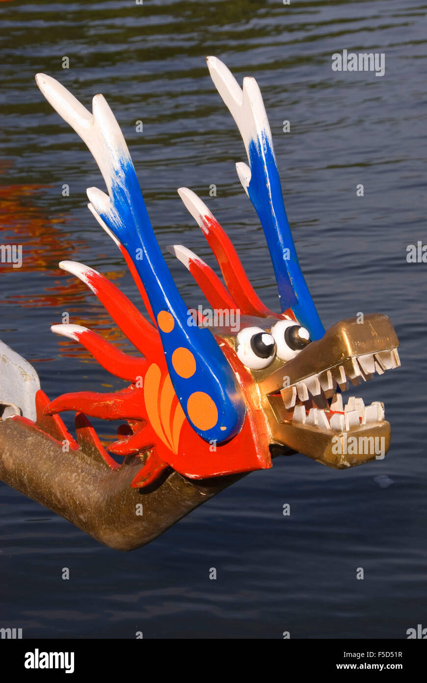 Dragon boat head on Willamette River, World Beat Festival, Riverfront