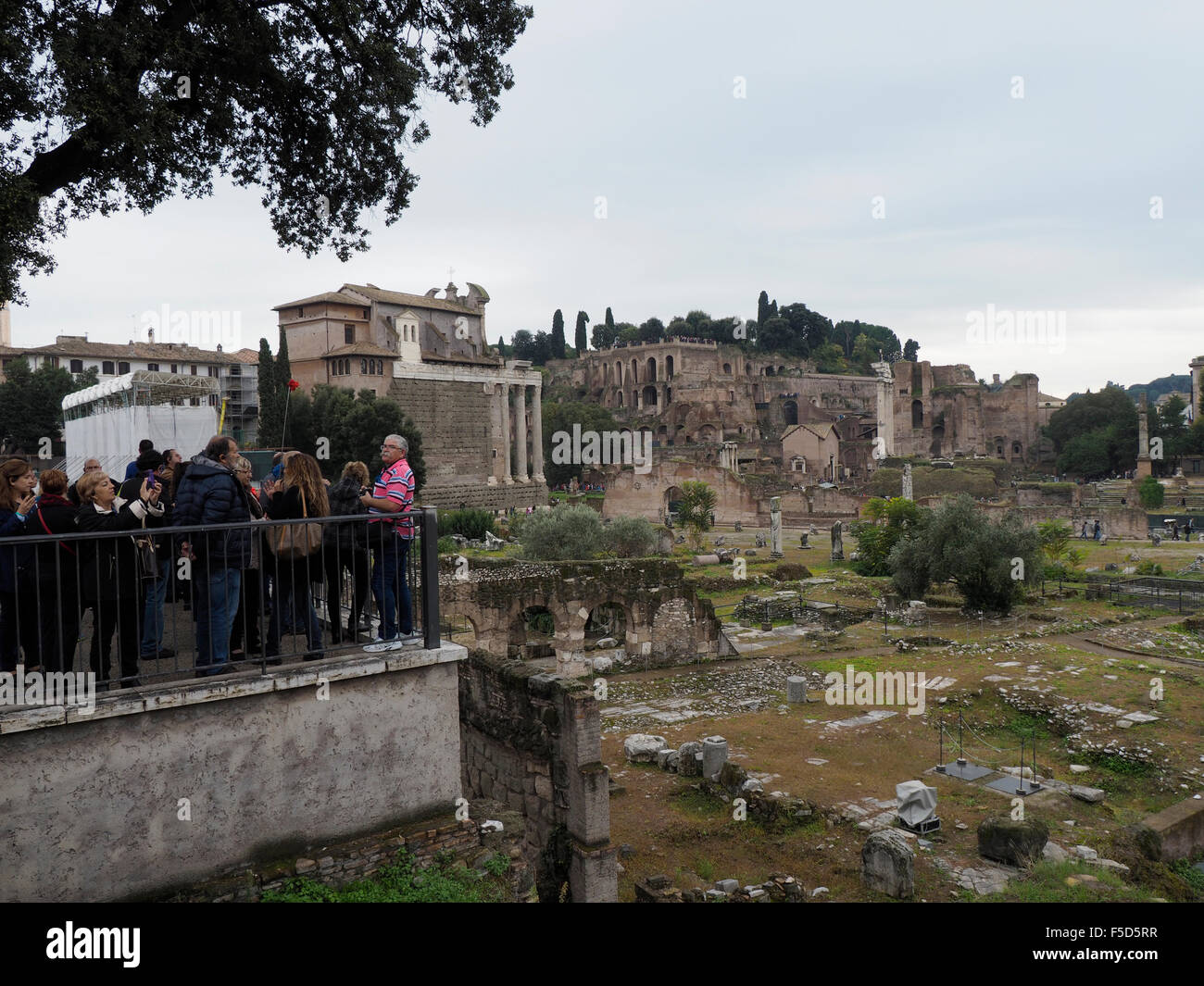View of part of the Forum Romanum in Rome, Italy, with many people. Stock Photo