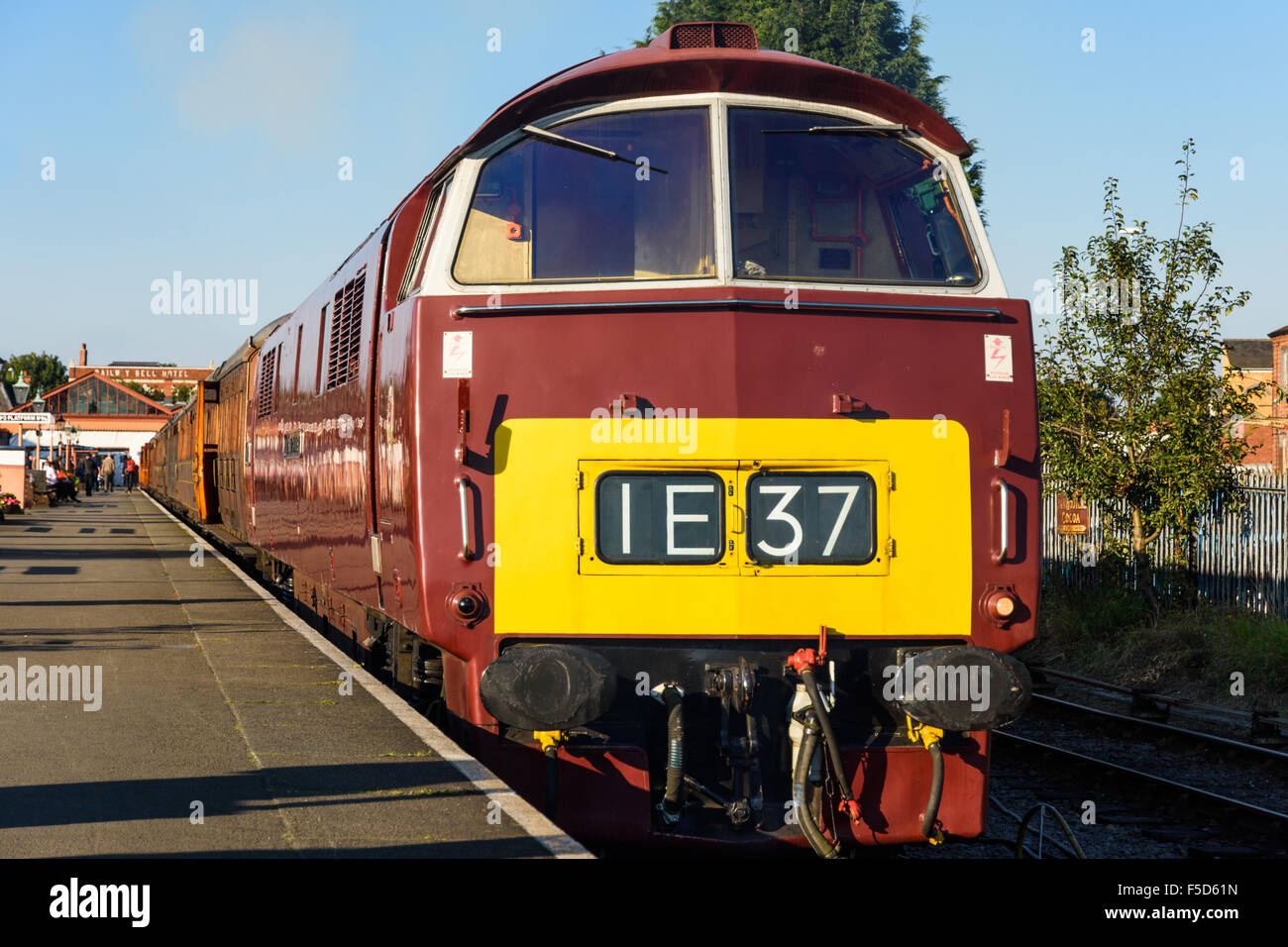 Class 52 loco D1062 Western Courier waiting to leave Kidderminster station on the Severn Valley Railway Stock Photo